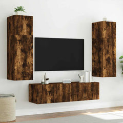vidaXL TV Wall Cabinet with LED Lights Smoked Oak 80x35x41 cm 6