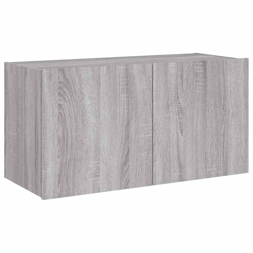 vidaXL TV Wall Cabinet with LED Lights Grey Sonoma 80x35x41 cm 3