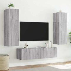 vidaXL TV Wall Cabinet with LED Lights Grey Sonoma 80x35x41 cm 6