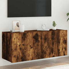 TV Wall Cabinet with LED Lights 1 Width 100 cm Smoked oak 41 cm