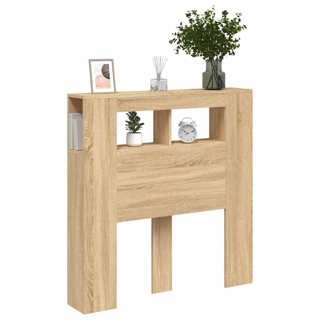 LED Headboard 100x18.5x103.5 cm Engineered Wood Sonoma Oak 100 x 103.5 cm