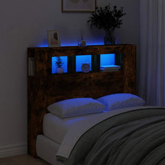LED Headboard 100x18.5x103.5 cm Engineered Wood Smoked Oak 120 x 103.5 cm