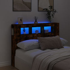 LED Headboard 100x18.5x103.5 cm Engineered Wood Smoked Oak 140 x 103.5 cm