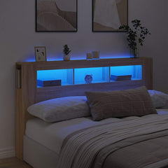 LED Headboard 100x18.5x103.5 cm Engineered Wood Sonoma Oak 180 x 103.5 cm