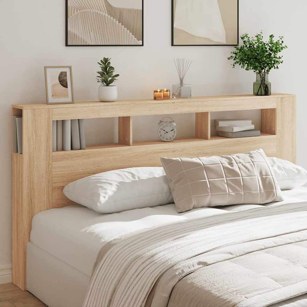 LED Headboard 100x18.5x103.5 cm Engineered Wood Sonoma Oak 200 x 103.5 cm