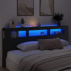 LED Headboard 100x18.5x103.5 cm Engineered Wood Black 220 x 103.5 cm