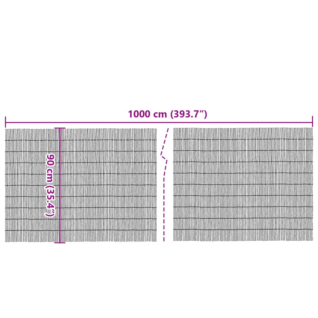 vidaXL Garden Fence 1000x90 cm Reed 5