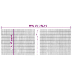 vidaXL Garden Fence 1000x80 cm Reed 5