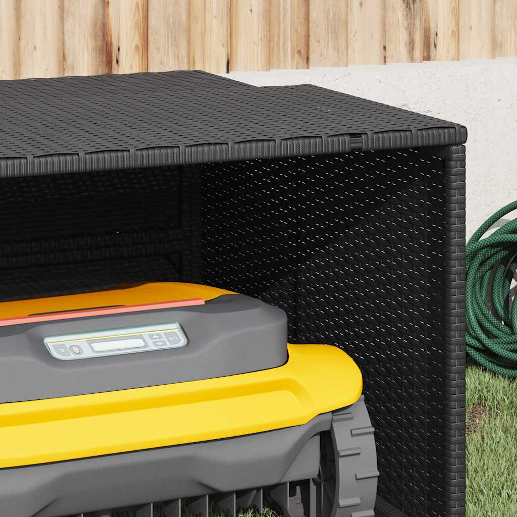Robot Mower Garage 86x90x52/57 Poly Rattan Black