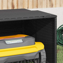 Robot Mower Garage 86x90x52/57 Poly Rattan Black