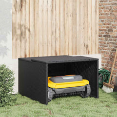 Robot Mower Garage 86x90x52/57 Poly Rattan Black