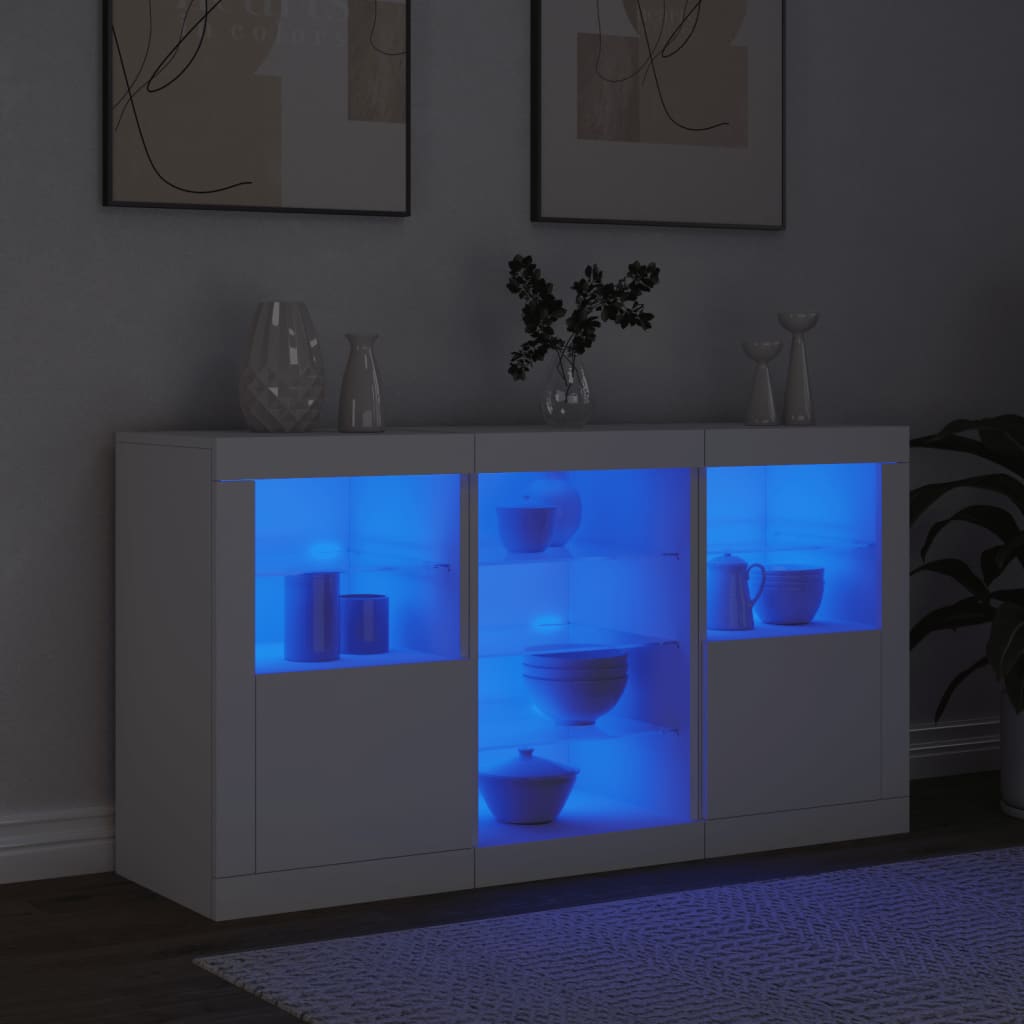 Sideboard with LED Lights 123x37x67 cm White