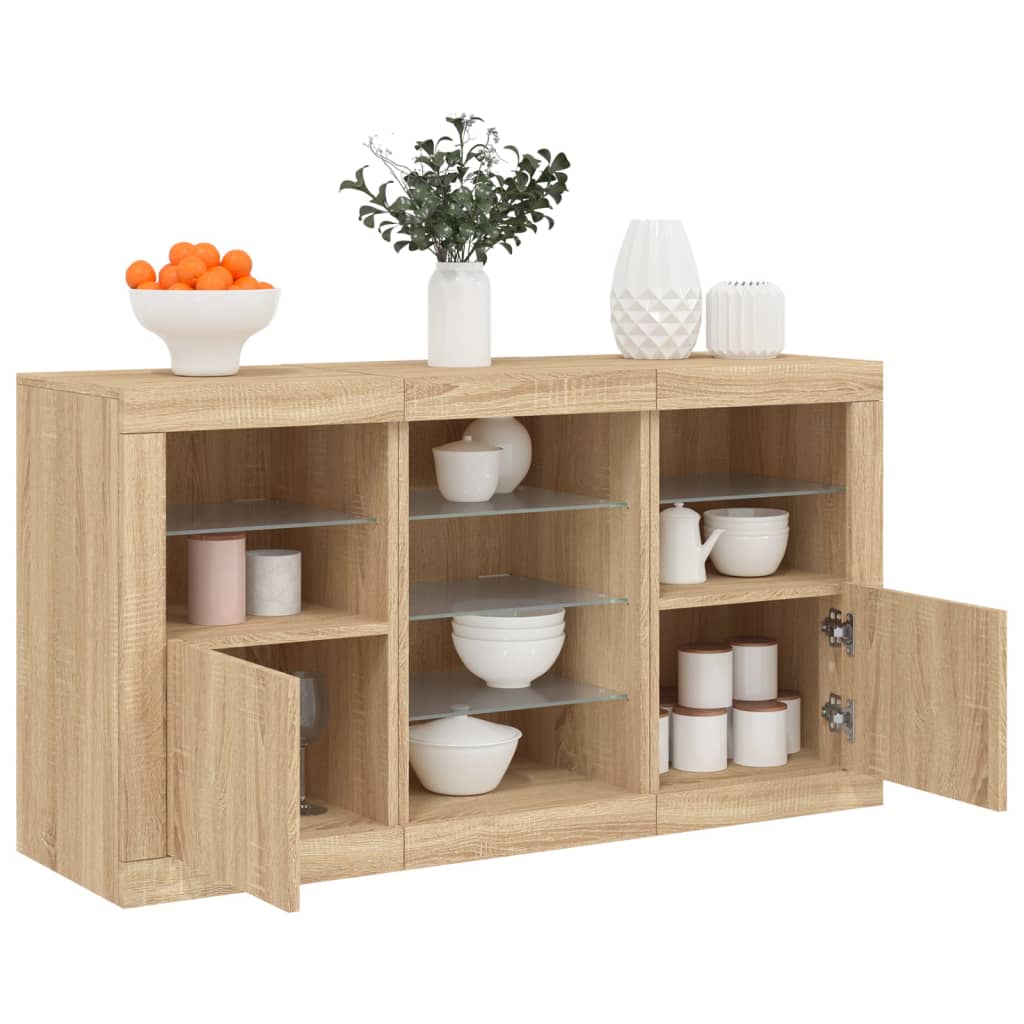 Sideboard with LED Lights 123x37x67 cm Sonoma oak