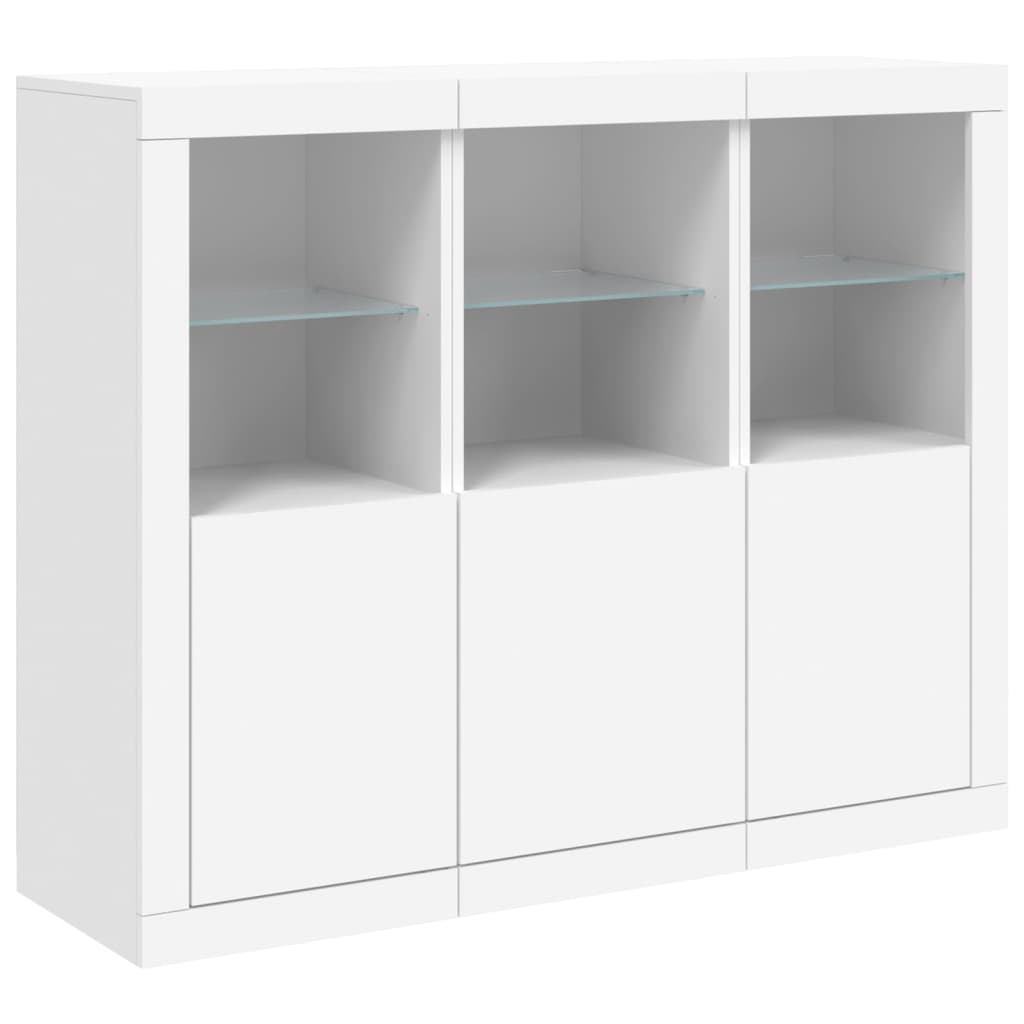 Sideboards with LED Lights 3 pcs Engineered Wood White