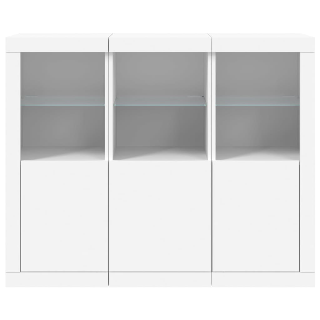 Sideboards with LED Lights 3 pcs Engineered Wood White