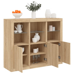 Sideboards with LED Lights 3 pcs Engineered Wood Sonoma oak