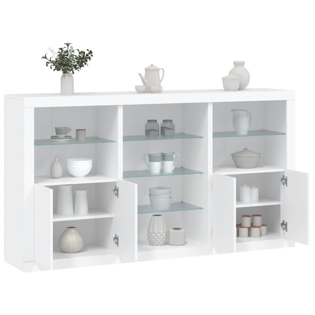 Sideboard with LED Lights 181,5x37x100 cm White