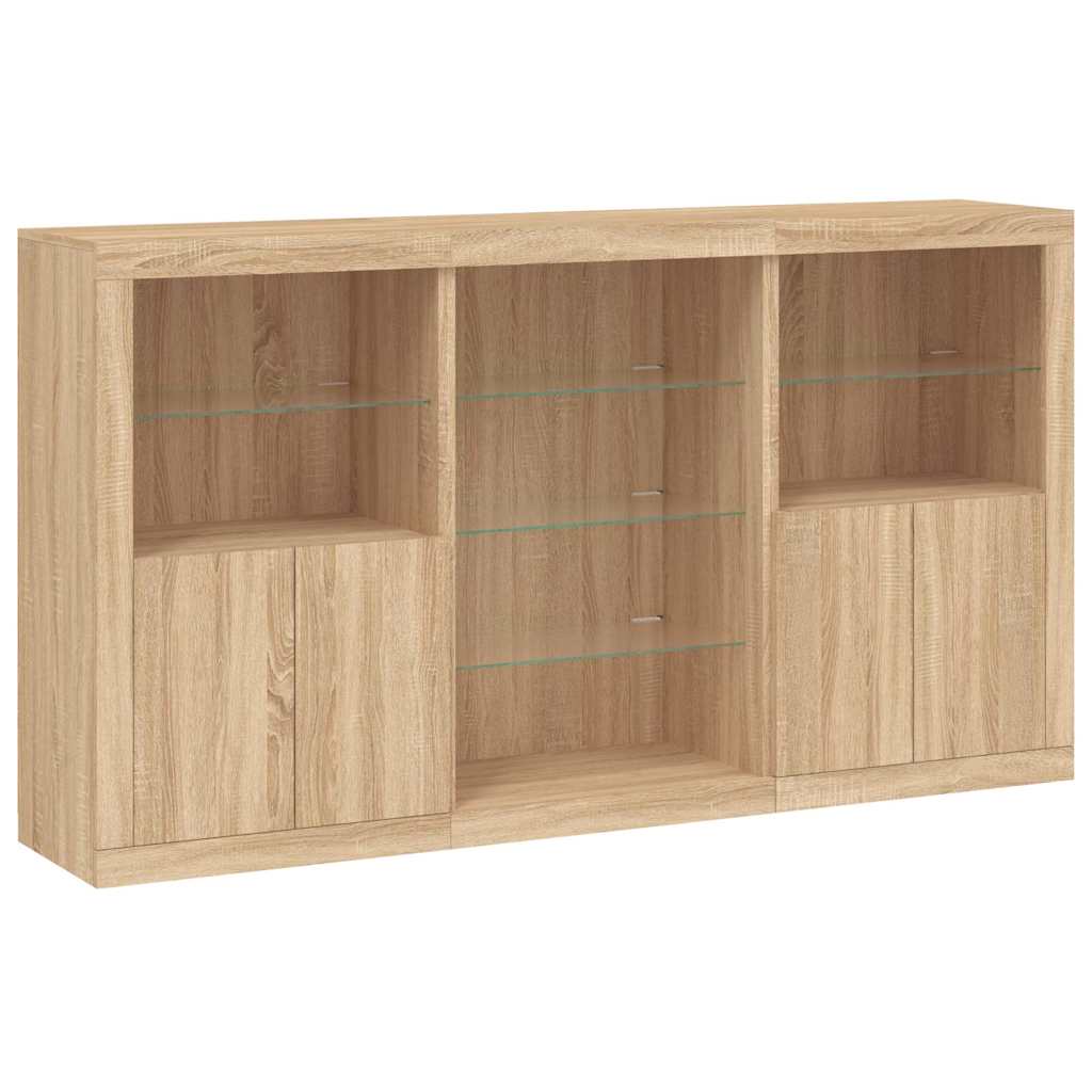Sideboard with LED Lights 181,5x37x100 cm Sonoma oak