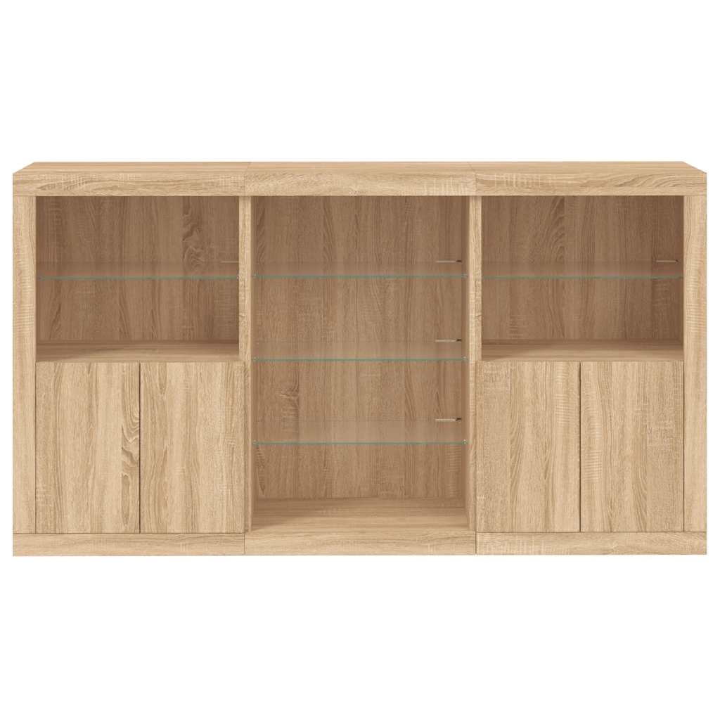Sideboard with LED Lights 181,5x37x100 cm Sonoma oak