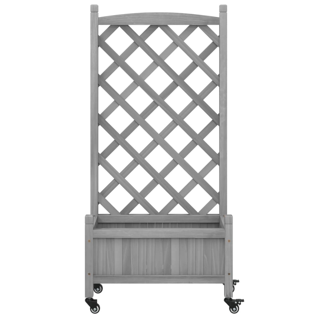 vidaXL Planter | Grey | Solid fir wood, iron | Medium | Planters | Planter 4
