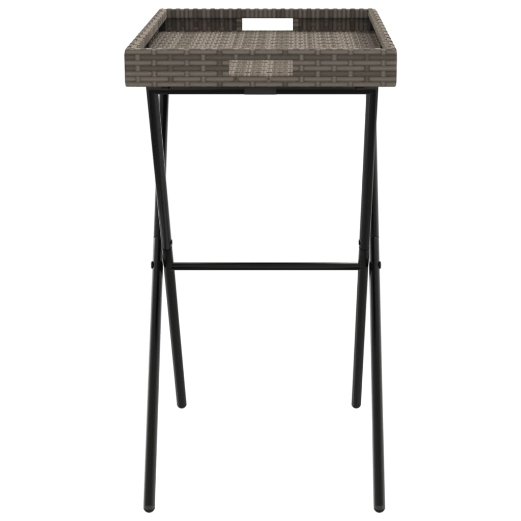 vidaXL Folding Tray Table Grey 65x40x75 cm Poly Rattan 6