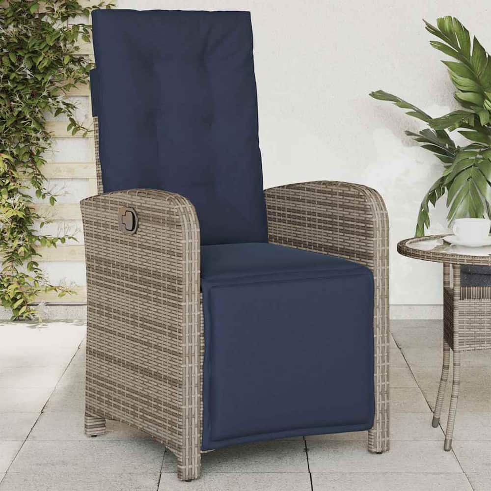 Reclining Garden Footrest Grey Poly Rattan