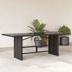 Garden Table with Top 190x80x74 cm Poly Rattan Black Glass