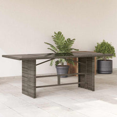 Garden Table with Top 190x80x74 cm Poly Rattan Grey Glass