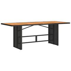Garden Table with Top 190x80x74 cm Poly Rattan Black Wood