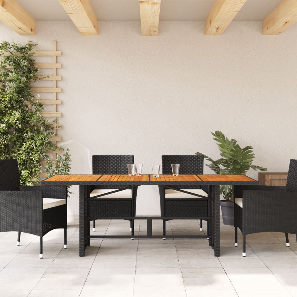 Garden Table with Top 190x80x74 cm Poly Rattan Black Wood