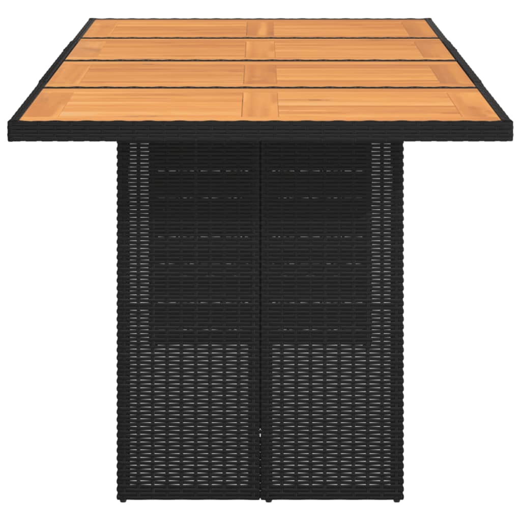 Garden Table with Top 190x80x74 cm Poly Rattan Black Wood