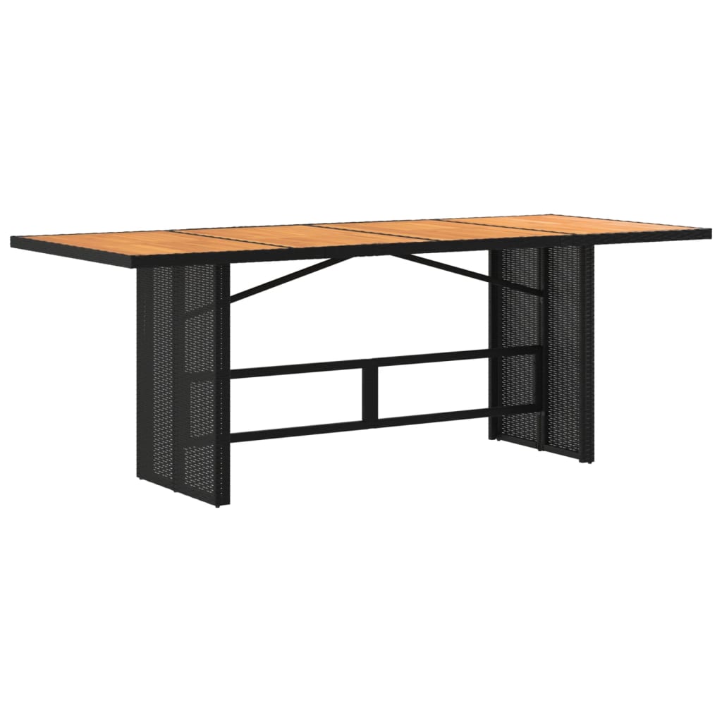 Garden Table with Top 190x80x74 cm Poly Rattan Black Wood