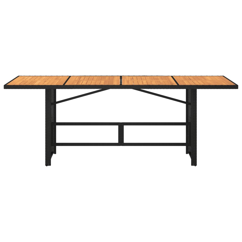 Garden Table with Top 190x80x74 cm Poly Rattan Black Wood