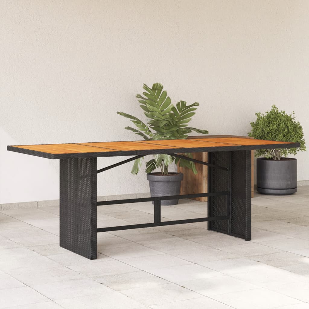 Garden Table with Top 190x80x74 cm Poly Rattan Black Wood