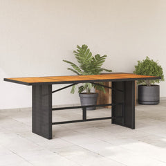 Garden Table with Top 190x80x74 cm Poly Rattan Black Wood