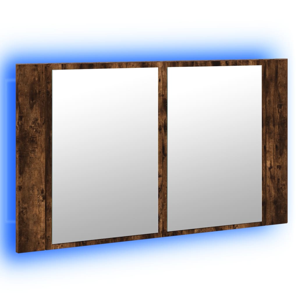 vidaXL LED Bathroom Mirror Cabinet Smoked Oak 80x12x45 cm Acrylic 5