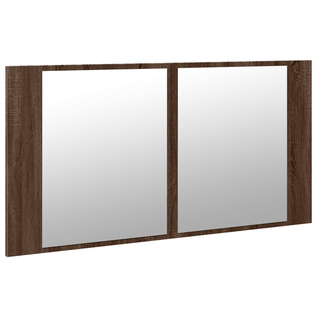 vidaXL LED Bathroom Mirror Cabinet Brown Oak 90x12x45 cm Acrylic 6