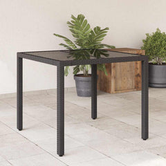 vidaXL Garden Table with Glass Top 90x90x75 cm Poly Rattan