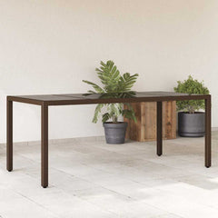 Garden Table with Glass Top 190x90x75 cm Poly Rattan Brown