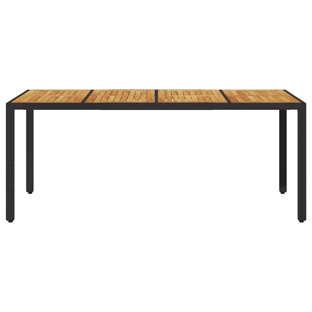 Garden Table 190x90x75 cm Poly Rattan Acacia Wood Black