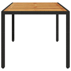 Garden Table 190x90x75 cm Poly Rattan Acacia Wood Black