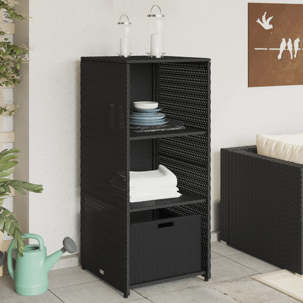 vidaXL Garden Storage Cabinet Black 50x55x115 cm Poly Rattan 1