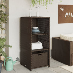 vidaXL Garden Storage Cabinet Brown 50x55x115 cm Poly Rattan 3