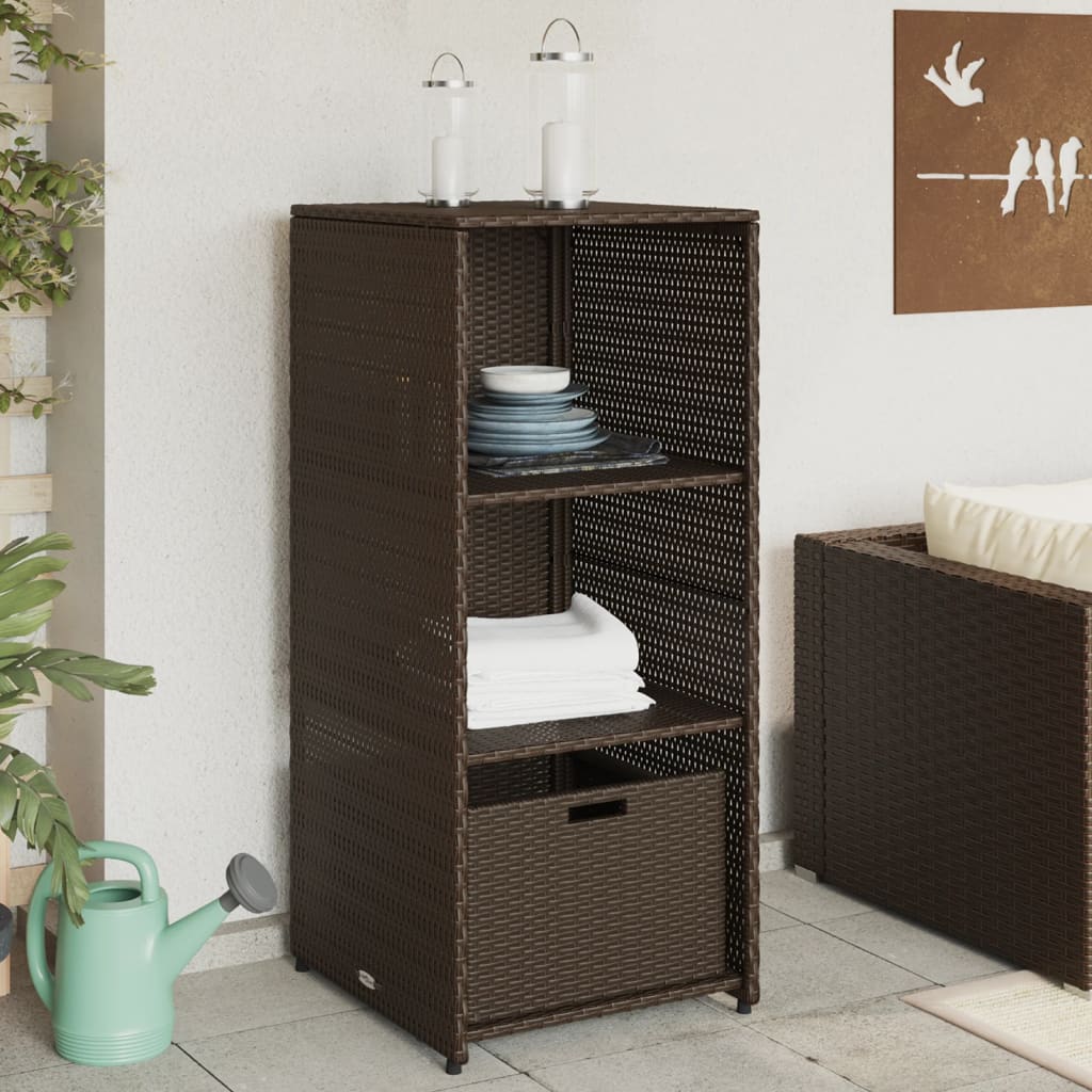 vidaXL Garden Storage Cabinet Brown 50x55x115 cm Poly Rattan 1