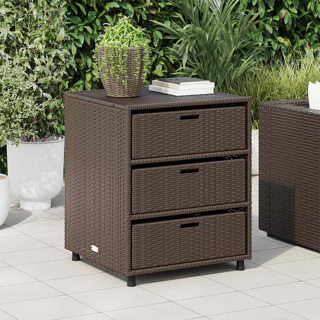 Garden Storage Cabinet Poly Rattan Brown 55 x 59 x 69 cm