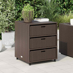Garden Storage Cabinet Poly Rattan Brown 55 x 59 x 69 cm