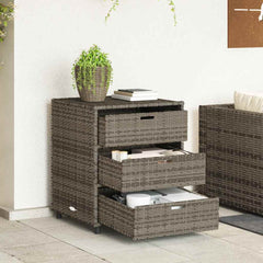 Garden Storage Cabinet Poly Rattan Grey 55 x 59 x 69 cm