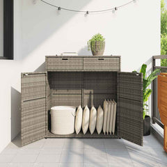 Garden Storage Cabinet Poly Rattan Grey 105 cm 113 cm