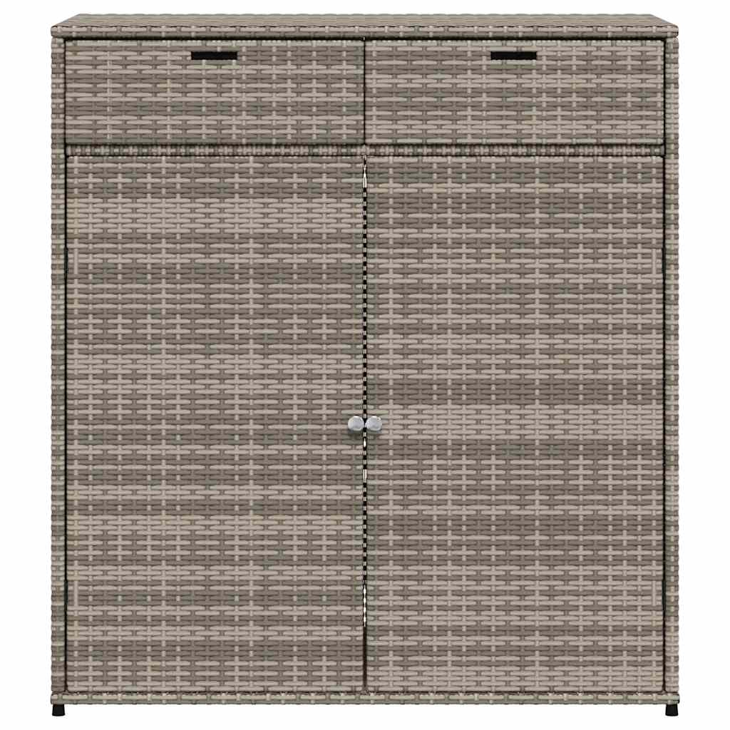 Garden Storage Cabinet Poly Rattan Grey 105 cm 113 cm