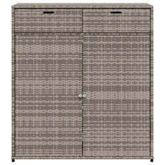 Garden Storage Cabinet Poly Rattan Grey 105 cm 113 cm